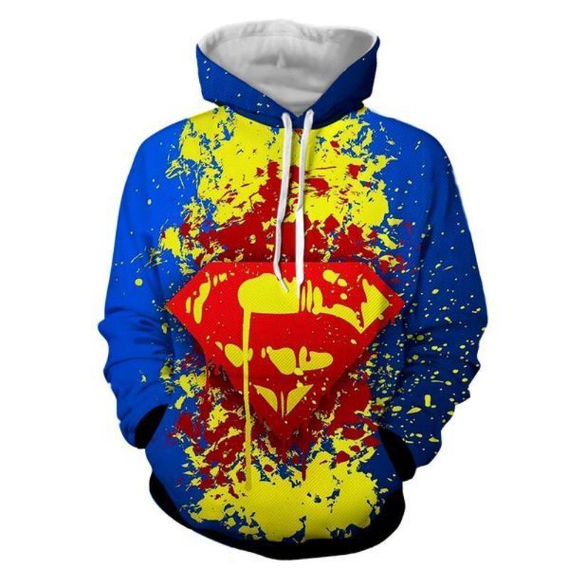 Superman Splatter Ink 3D Printed Superman Hoodie