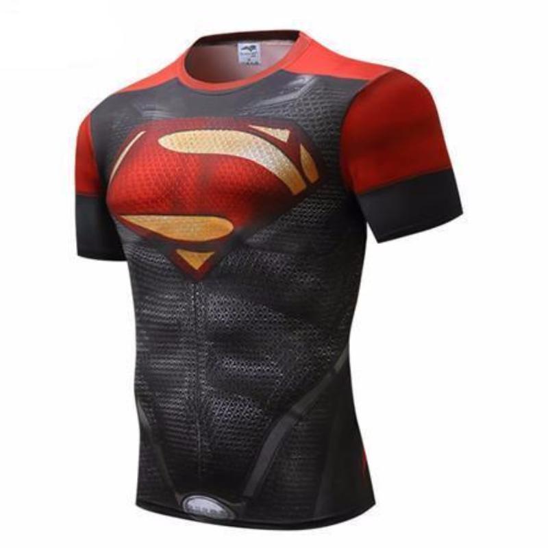 Superman Tee Abdominal Black & Red 3D Printed Superman T Shirt