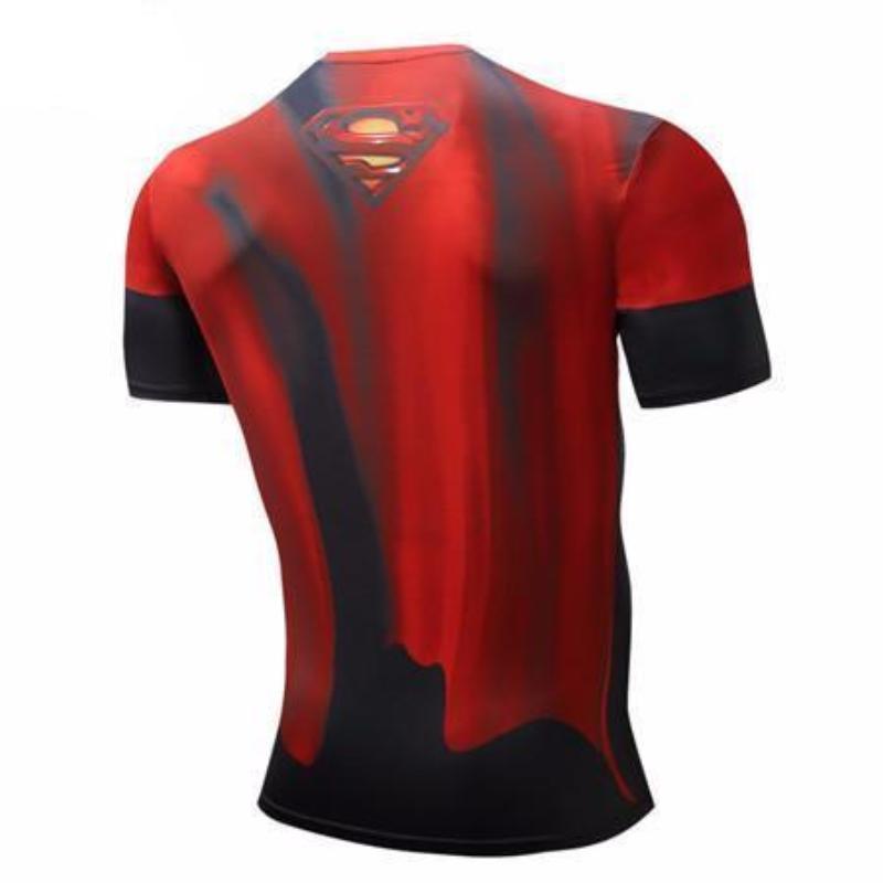 Superman Tee Abdominal Black & Red 3D Printed Superman T Shirt