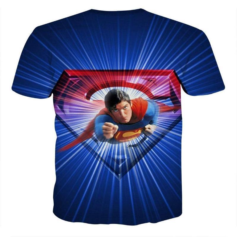 Superman Tee Animated Vintage 3D Printed Superman T Shirt