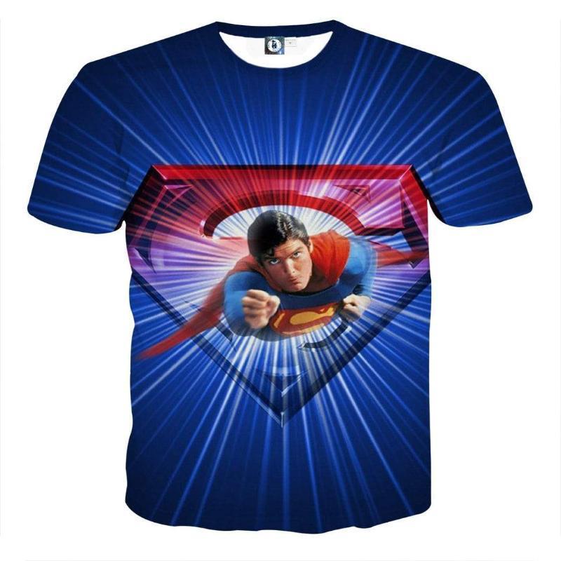 Superman Tee Animated Vintage 3D Printed Superman T Shirt