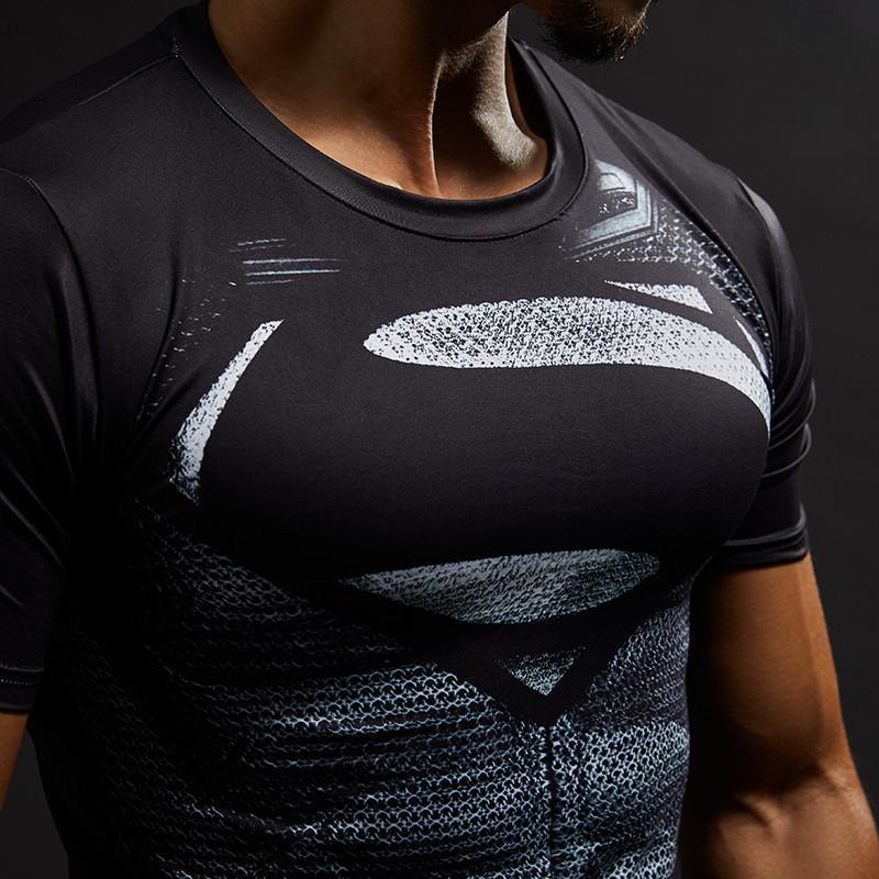 Superman Tee Black Spandex 3D Printed Superman T Shirt