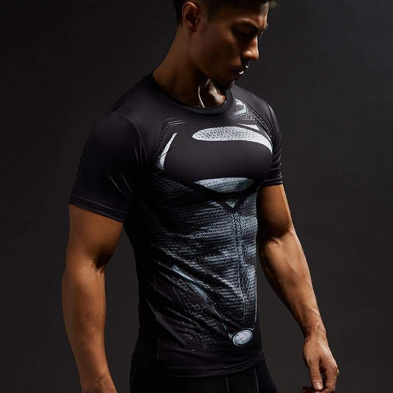 Superman Tee Black Spandex 3D Printed Superman T Shirt