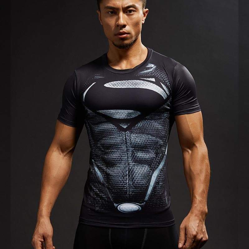 Superman Tee Black Spandex 3D Printed Superman T Shirt