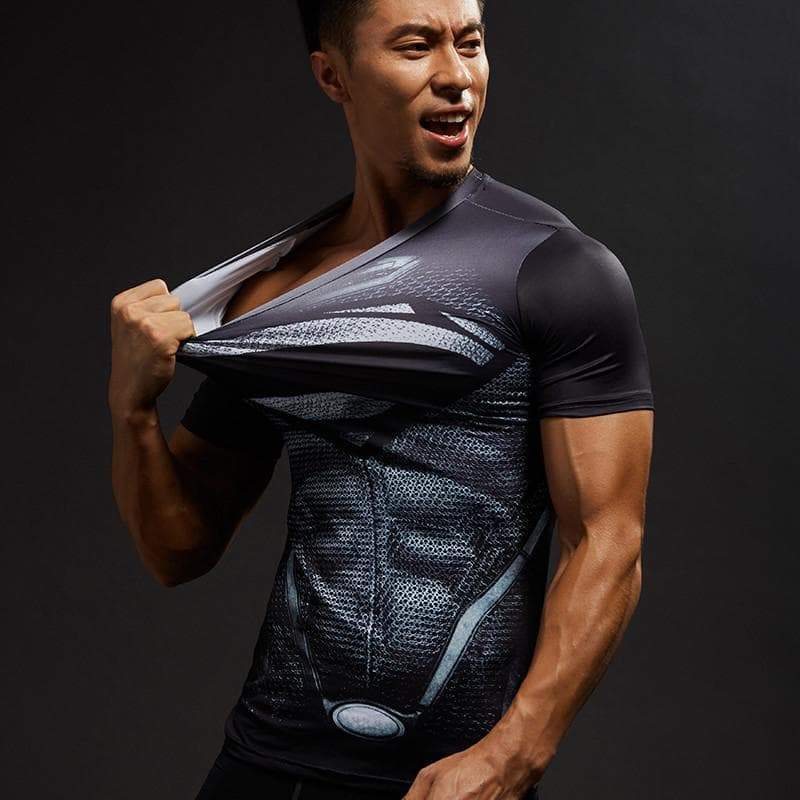 Superman Tee Black Spandex 3D Printed Superman T Shirt