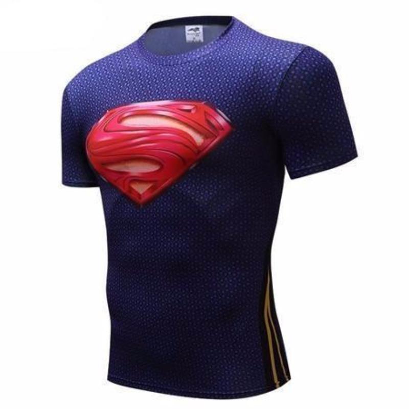 Superman Tee Dark Blue & Red Spandex 3D Printed Superman T Shirt