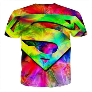 Superman Tee Rainbow Print 3D Printed Superman T Shirt
