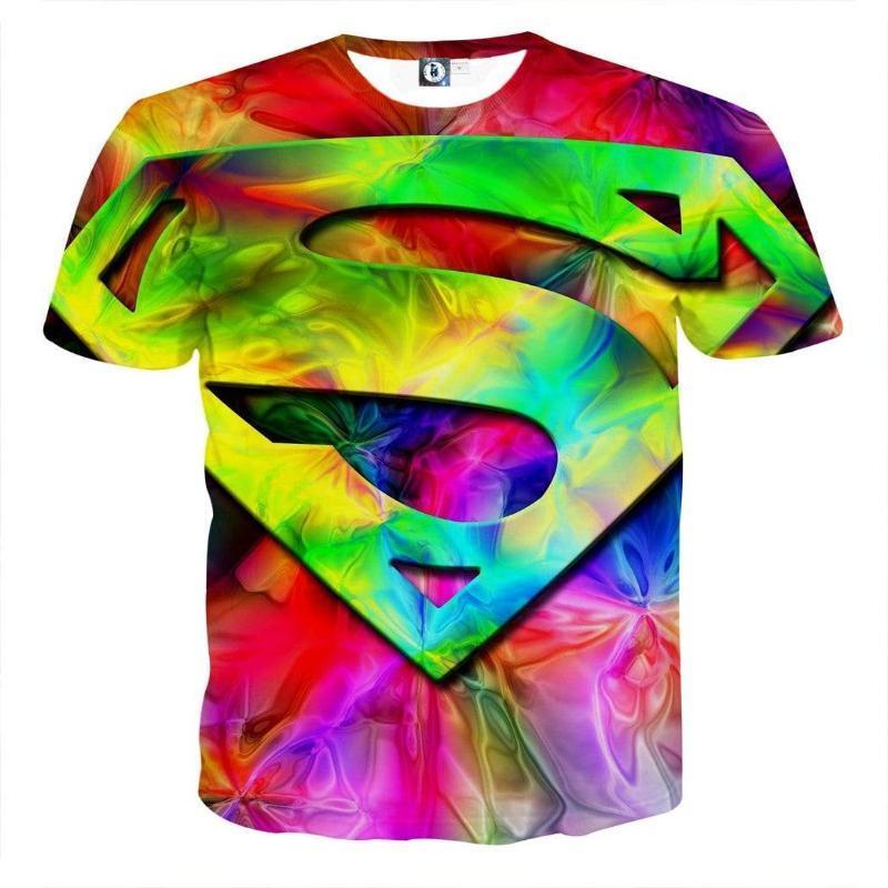 Superman Tee Rainbow Print 3D Printed Superman T Shirt