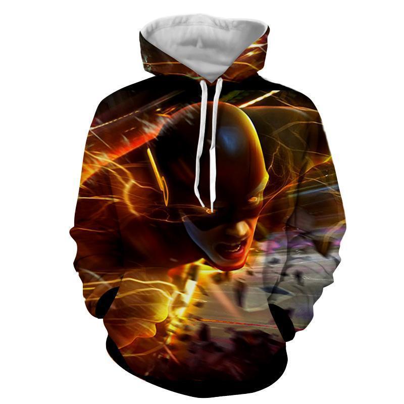 The Flash Black Orange 3D Printed Hoodie