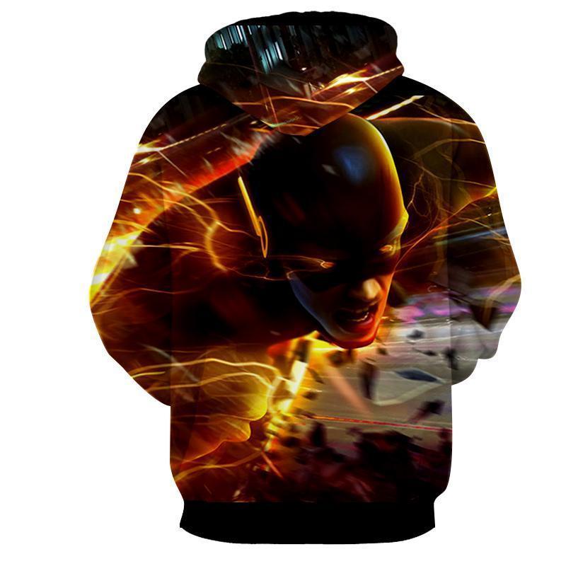 The Flash Black Orange 3D Printed Hoodie