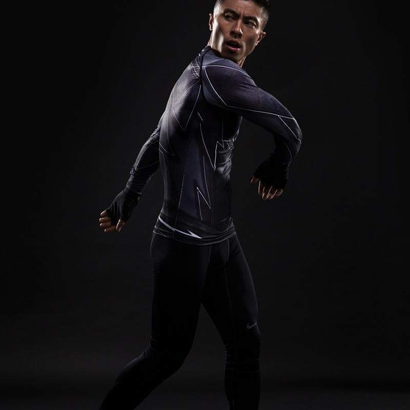 The Flash Cool Black 3D Printed Long Sleeve Shirt