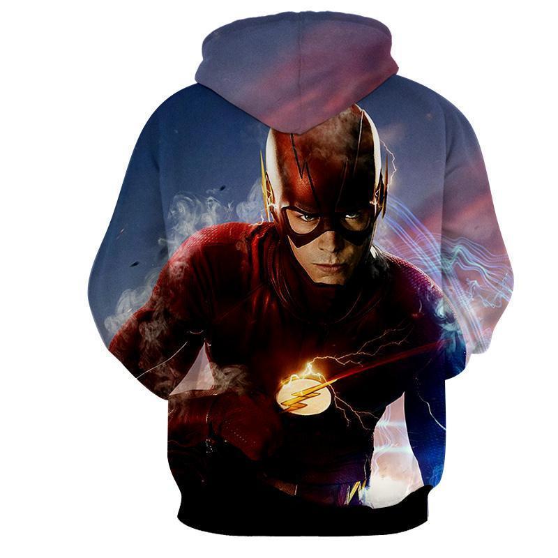 Red Blue 3D Printed The Flash Hoodie