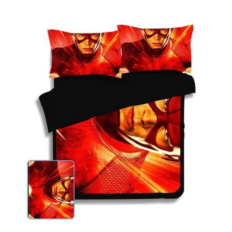 Red Stylish The Flash Bed Cover