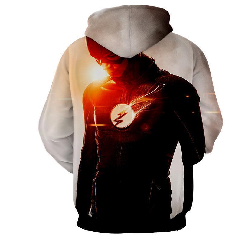 Red White 3D Printed The Flash Hoodie