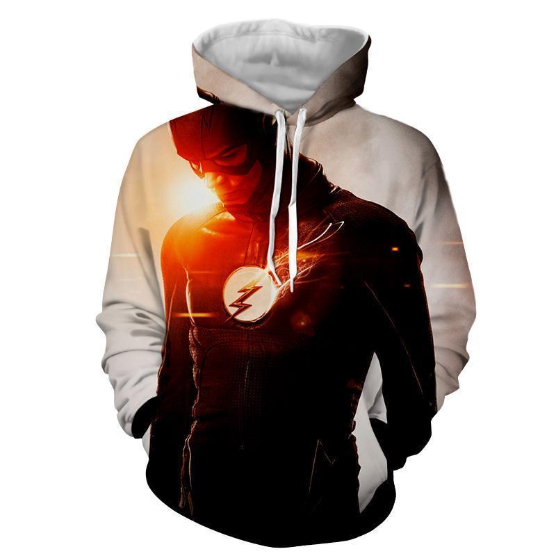 Red White 3D Printed The Flash Hoodie