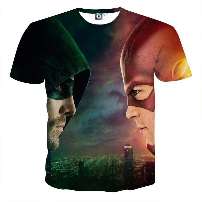 Red and Green 3D Printed The Flash T-Shirt