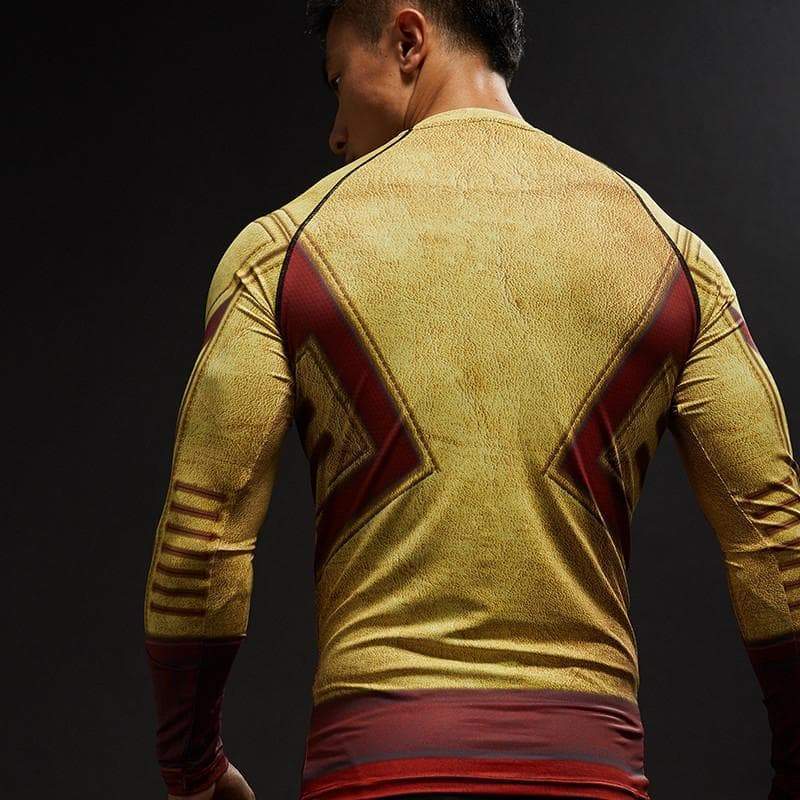 Yellow & Red 3D Printed The Flash Long Sleeve Shirt