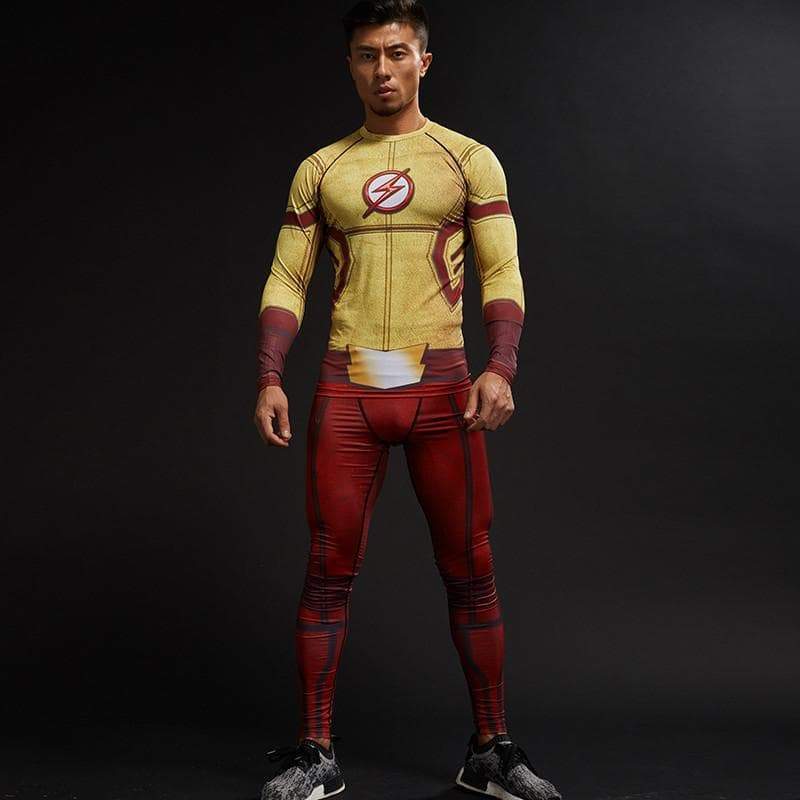 Yellow & Red 3D Printed The Flash Long Sleeve Shirt