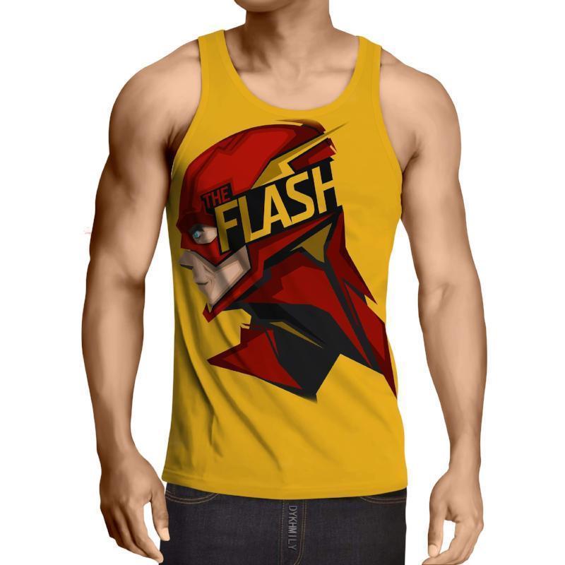 Yellow & Red 3D Printed The Flash Tank Top