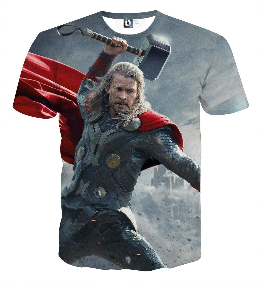 Thor Hammering Down 3D Printed Thor T-Shirt