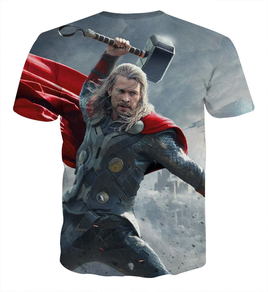 Thor Hammering Down 3D Printed Thor T-Shirt