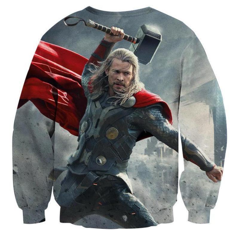 Thor Hammering Down Crewneck 3D Printed Thor Sweatshirts