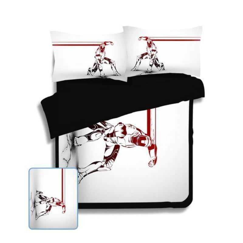 White & Red Iron Man Bed Set