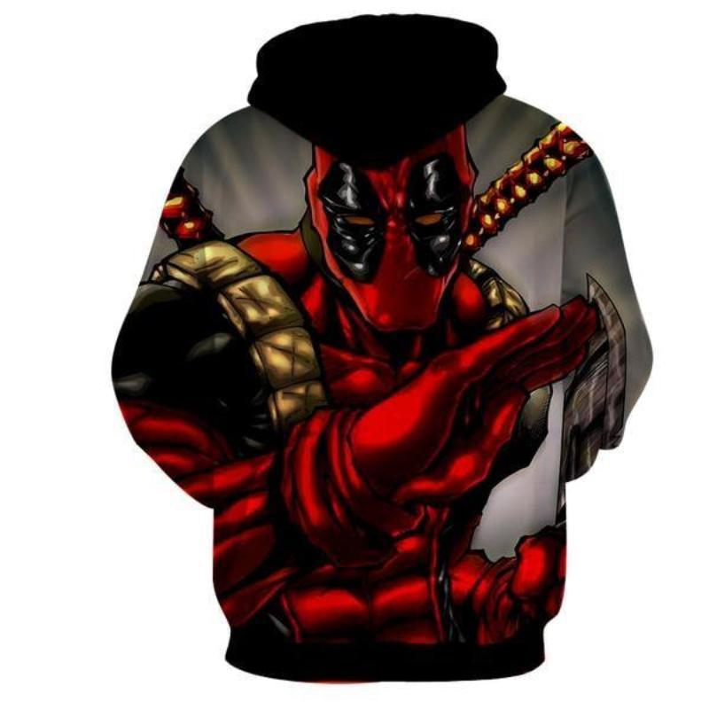 White and Red Deadpool Hoodie