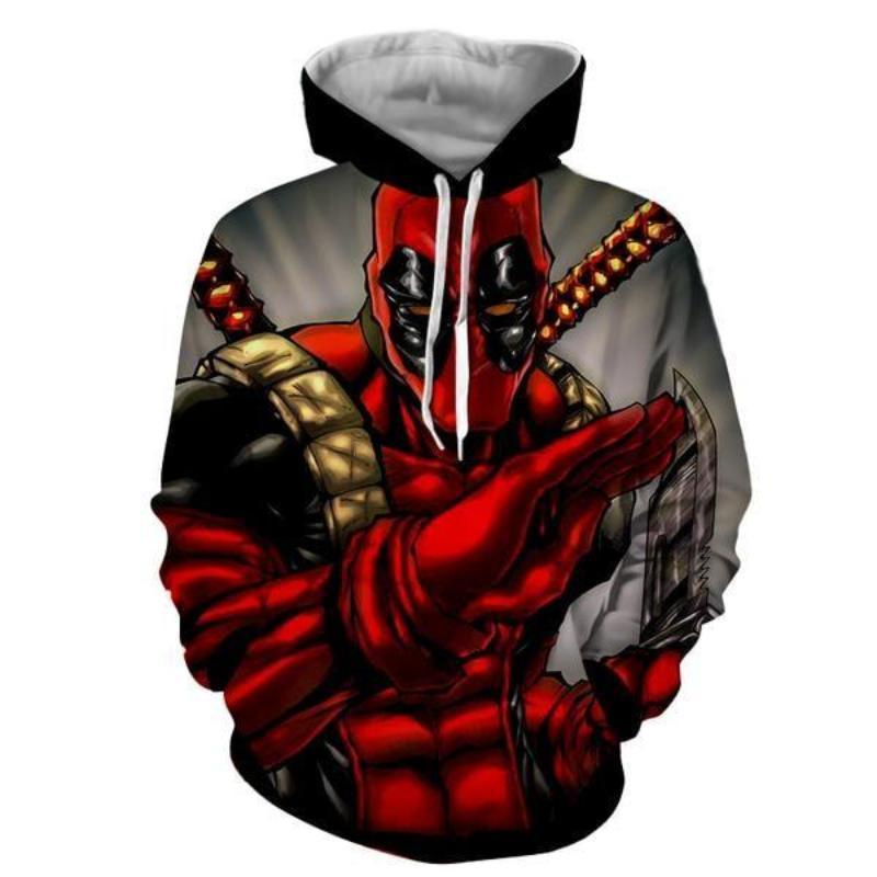 White and Red Deadpool Hoodie