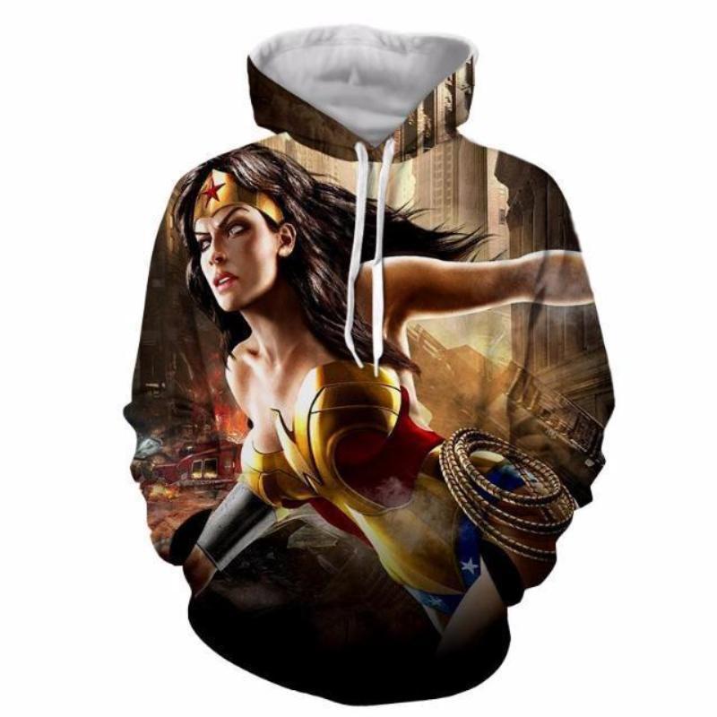 Wonder Woman Hoodie 3D Printed Action Pack