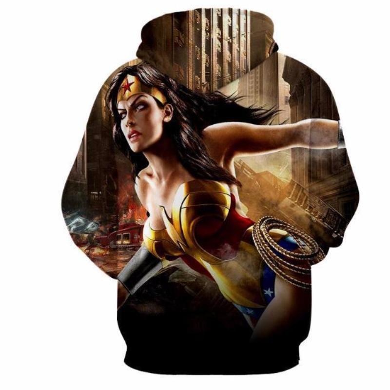 Wonder Woman Hoodie 3D Printed Action Pack