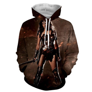 3D Printed Dark Side Wonder Woman Hoodie