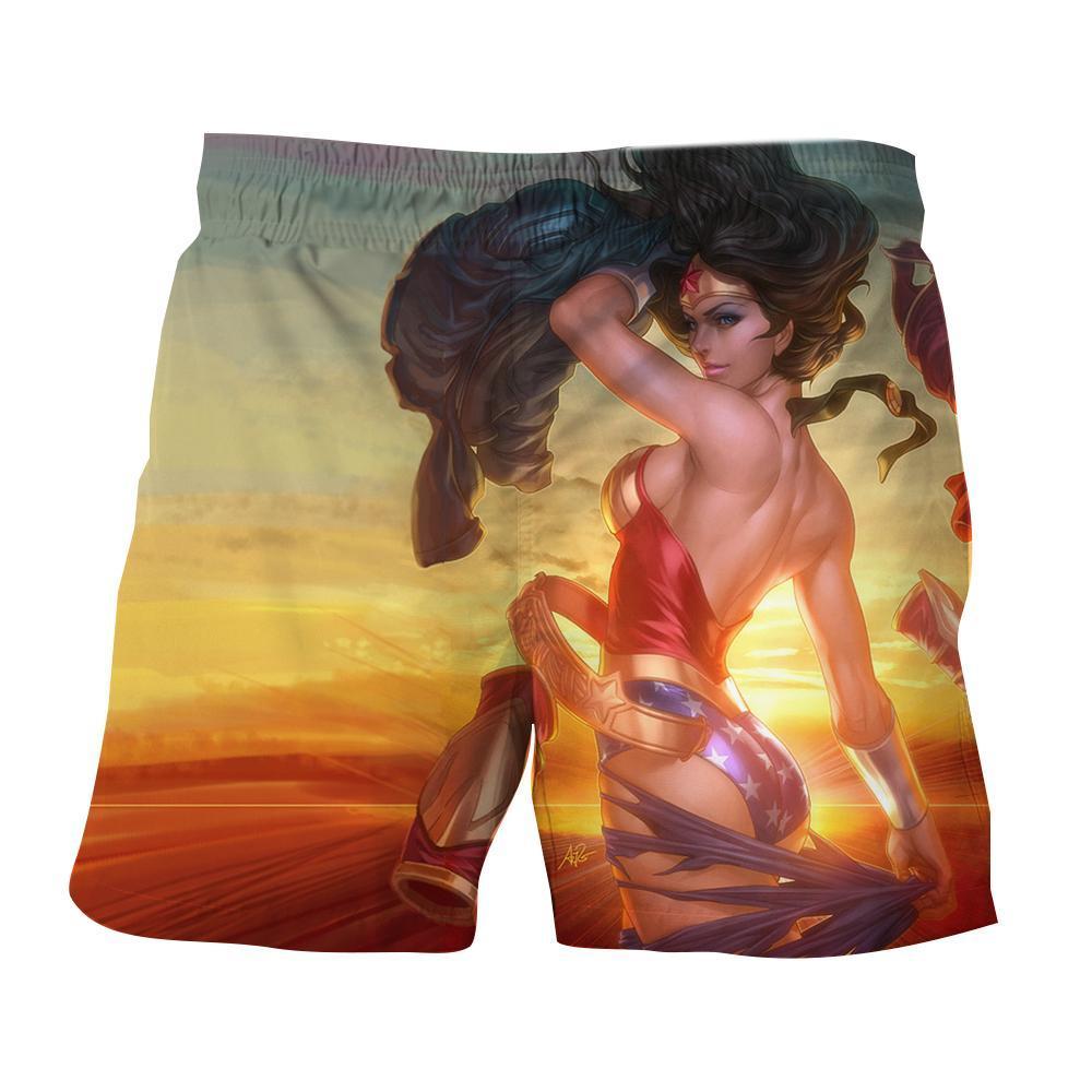 Wonder Woman 3D Printed Falling Sun Wonder Woman Shorts