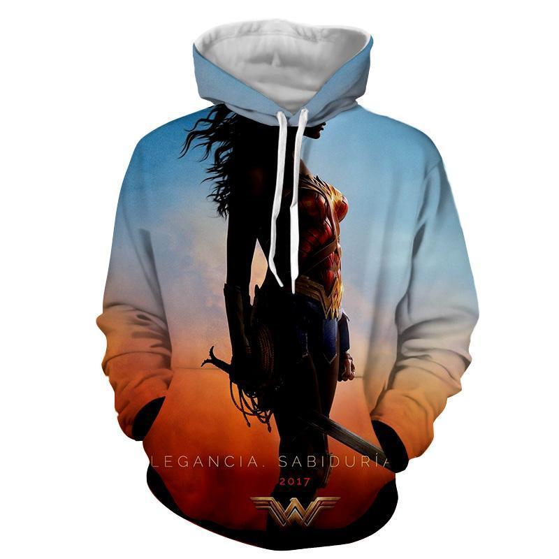3D Printed Silhouette Print Wonder Woman Hoodie