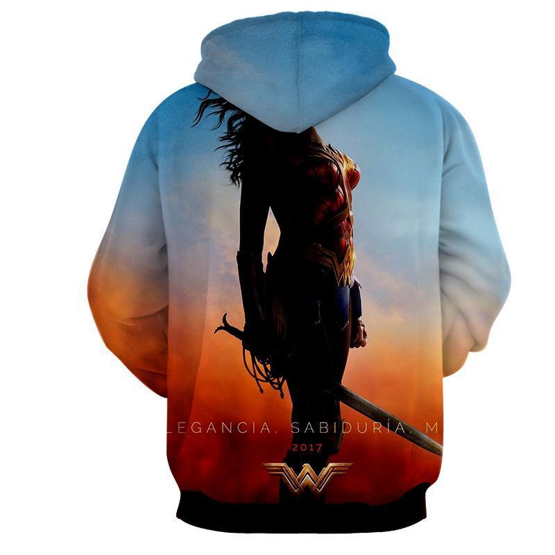 3D Printed Silhouette Print Wonder Woman Hoodie